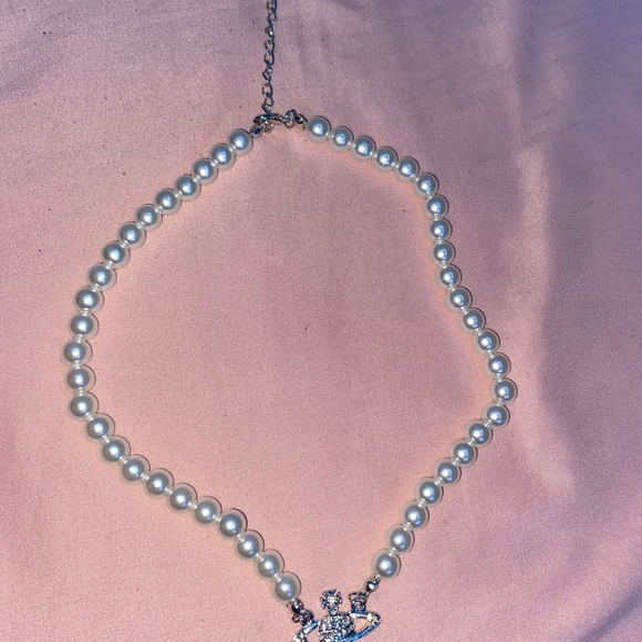 NEW Saturn Planet Silver Charm pearl necklace - Picture 5 of 8